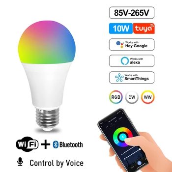 1-10PC Control Vocal Inteligent WIFI Bec RGBCW Estompat GU10 C37 A60 LED Lampă de Magie AC 110V/ 220V Lucra cu Alexa de Start Google