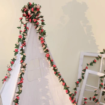 1,8 m Artificiale de Trandafir Flori de Viță de vie Frunze Verzi Ghirlanda pentru Nunta Arc DIY Fals Planta Viță de vie, Grădină de Perete Petrecere Acasă Decor de Primăvară
