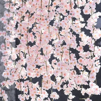 1,8 m de Mătase Artificială Sakura Cherry Blossom de Viță de vie Rattan Agățat de Perete Ghirlande DIY Cununa de Mireasa Arc Acasă de Crăciun Decorare