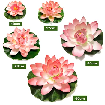 10/17/28/40/60cm Lotus Flori Artificiale Plutitoare Fals Planta Lotus Realiste, Crin de Apă Micro Peisaj pentru Iaz de Gradina Decor