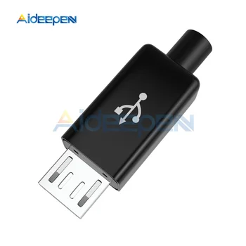 10buc/lot Cablu Micro USB de sex Masculin Conector DIY Kit Cu Capace Caz Negru DIY Accesorii Cablu de Date Mini Plug Terminale