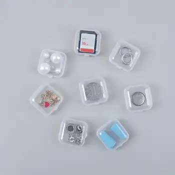 10BUC Mini Cutie Depozitare Transparente din material Plastic Pătrat Caseta Cercei Bijuterii de Ambalare Depozitare Mic Acasă Depozitare Cutie Pătrată
