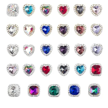 10Pcs de Lux de Unghii Bijuterii cu Diamante, Inima în Formă de Pătrat de Design Nail Art Farmece Flatback Strass Pentru Decorare Arta de Unghii Manichiura