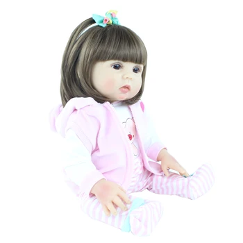 19 Inch Full Silicon Moale Corpul Renăscut Baby Doll Place Real De Nou-Născut Vinil Boneca BeBe Fata Pentru Copii Baie Jucărie Cadou De Ziua De Nastere