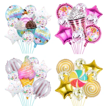 1Set Înghețată, Gogoși Folie de Aluminiu Baloane, Bomboane, Confetti, Baloane Happy Birthday Baby shower Decor Fată Băiat DIY Consumabile Partid