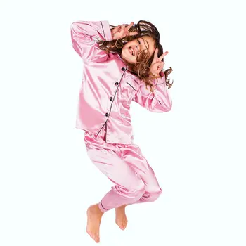 2-14Year Copii Fata de Pijama Seturi de Satin de Matase cu Maneci Lungi Sleeper+Pantaloni Petrecere de Aniversare pentru Copii Pijamale Toamna Fetita Pijamale 8y