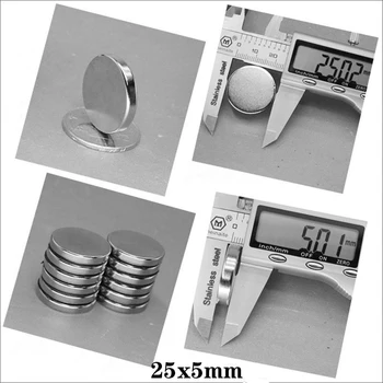 2/5/10/20/30BUC 25x5 mm Magnetic Permanent 25mmx5mm Vrac, din Oțel Rotund Magneți 25x5mm Neodim Disc Magnet 25*5 mm circular 25