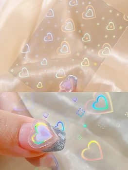2 buc Japoneză Holo Unghii Inima Fascicul de Unghii Autocolant Stickere autoadezive coreeană Stil Design Unghii Manichiura Decor