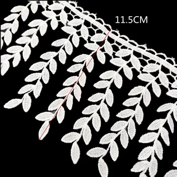 2 metri aplicatii Brodate frunze de bumbac croșetat dantelă împodobite cu franjuri panglică retro alb tăiere tesatura meserii DIY 5BB5515