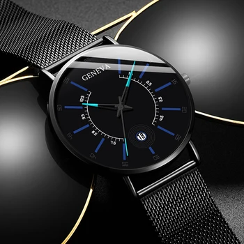 2020 Geneva Mens Ceasuri Balck Ultra Subțire din Oțel Inoxidabil Plasă de Trupa Calendar Cuarț Ceasuri Relogio Masculino reloj mujer