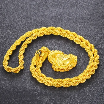 2020 Nisip Auriu din Alama placat cu Aur de Bărbați Bijuterii poftă de mâncare Colier Gol de Moda de Lux Gersonality Buddha Guanyin Pandantiv Bijuterii