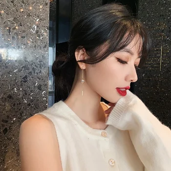 2020 Nou Elegant Gol Afară de Zircon Floare Cercei Lungi Fashion pentru Femei coreeană Bijuterii de Lux Fata de Partid este Neobișnuit Cercei