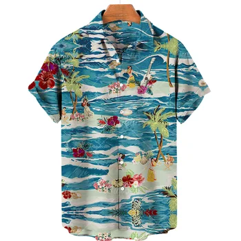 2022 Hawaiian Tricouri Barbati de pe Litoral, Vacanta, Tipărite de Moda Tricouri Largi Supradimensionate Casual Barbati Haine Casual Vintage Topuri 5xl