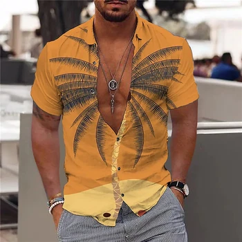 2022 Hawaiian Tropicale Camasi Pentru Barbati 3d Vacanță pe Plajă Maneca Scurta Vara Supradimensionate Topuri Tricou Om Floral Bluza 5xl Camisa