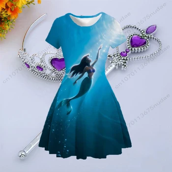 2022 Nou Disney pentru Copii Imbracaminte Casual de Vara Fusta Drăguț Gât Rotund Maneca Scurta Fusta Print Snow White Dress