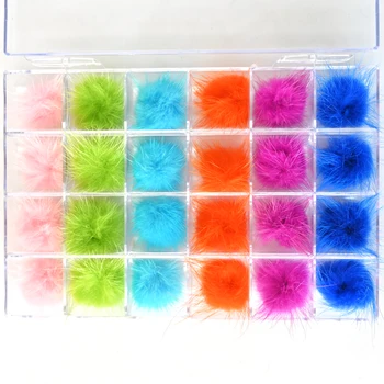24buc/Cutie 2.7*2.7 cm Detasabila Magnet Pompoms de Unghii Farmec Rafală Hairball Kit 6 Culori Manichiura 3D DIY Decoruri Pentru Unghii de C#28