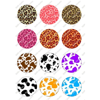 24buc/lot Runda de 24 de Diferite Culori Leopard de Imprimare Cabochon Sticla Model pentru Bijuterii DIY Face Constatări și Componente T074