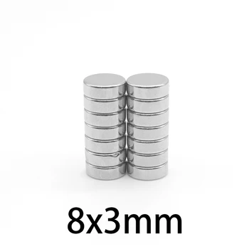 30-500 BUC 8x3 mm pământuri Rare Magneți cu Diametrul de 8x3mm Mici, Rotunde Magnet 8mmx3mm Permanent Magneți din Neodim D8*3mm 8*3mm
