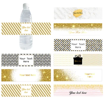 30pcs Temă de Aur de Lux Sticla Etichete Autocolante Personalizate de Text Nume Autocolant Duș pentru Copii zile de Nastere de Botez de Sărbători Decor Nunta