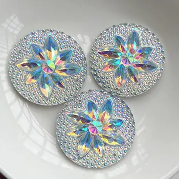 35mm flori rotunde rășină spate plat Stras bijuterii DIY de producție cu Aboriginal Cercei de Cristal decorative Pietre 6pcs
