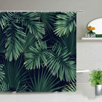 3D Tropicale cu Frunze de Palmier Planta Verde Tipărite Perdea de Duș Tesatura Poliester Impermeabil Perdele pentru Baie, Cadă Ecran Tende