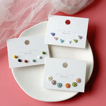3pairs/set Rafinat Ceramice Mici Cercei Seturi de Mini Floare în Formă de Inimă Moda Bijuterii Pentru femei, Bijuterii Cadouri Partid