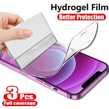 3PCS Hidrogel Film pentru IPhone 12 13 Pro Max Mini-Ecran de Protecție pentru IPhone 11 14 Pro XS Max X XR 6 6s 7 8 Plus SE Nu de Sticla