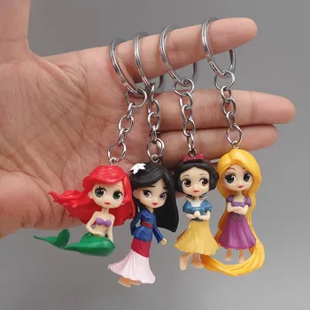4buc/Lot Disney Princess Snow White Hua Mulan, Rapunzel Sirena PVC Breloc Figura Papusa Cifre Jucării 5cm