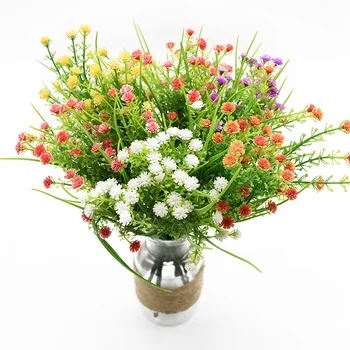 5 Furci Vaze pentru Home Decor Nunta, Accesorii de Mireasa Clearance-ul Gypsophila Flori de Plastic, Plante Artificiale Buchet de Frunze