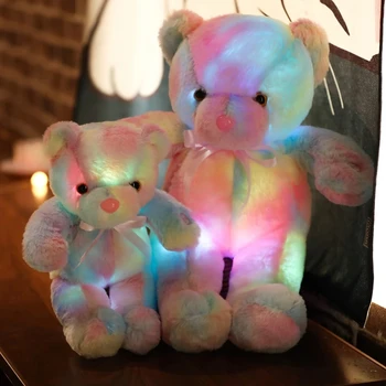 50cm 30cm Curcubeu Creative LED-Ursuleț de Pluș Animale de Pluș Jucărie Colorat Stralucitoare Cadou de Crăciun pentru Copii Perna
