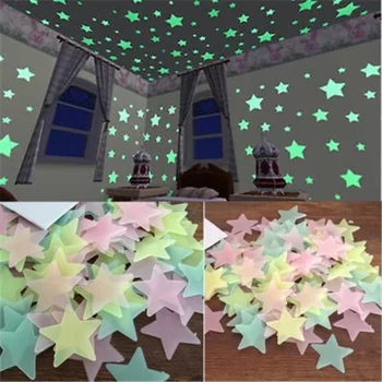 50pcs 3D Stele Strălucesc În Întuneric Luminos Fluorescent Autocolant Perete din Plastic Decor Acasă Decal Tapet Decorativ Special Festivel