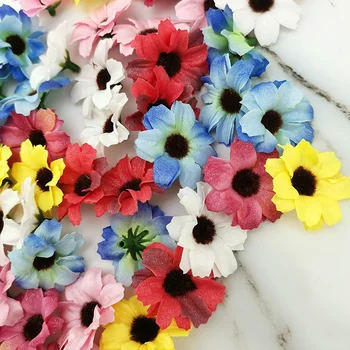 50pcs/pachet 4CM Mici Margarete Flori Artificiale de Viță de vie de Nunta de Decorare DIY Cununa Cutie de Bomboane Accesorii Fals de Floarea-soarelui