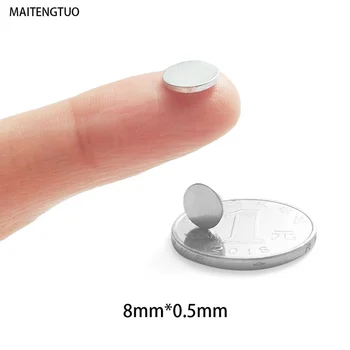 50~1000PCS 8*0,5 mm N35 NdFeB Înecat Rotund Magnet foarte Puternic Puternic Magnetic Permanent imane Disc 8 mm x 0,5 mm