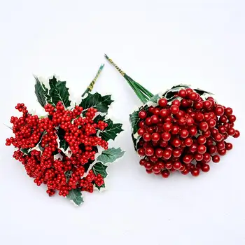 6pcs Flori Artificiale Red Pearl Stamen fructe de Padure, Ramură Pentru Nunta Decor de Crăciun DIY Cadou de Ziua Îndrăgostiților Ambarcațiuni de Flori