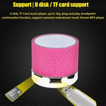 A9 Bluetooth Mini Difuzor Portabil Wireless Audio Auto Orbitor Crack Lumini LED Subwoofer Suport TF Card de Încărcare USB Pentru PC