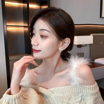 Aliaj Metal Neted Opal Frunze Simulate Perla Cercei Pentru Femei de Moda coreeană Bijuterii Temperament Fată de zi cu Zi a Purta Cercei