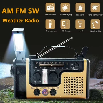 AM FM SW Radio de Urgență transformă handcrank Solare SOS Alarma Bluetooth-compatibil Solare de Urgență de Radio, Lanterna LED-uri pentru Camping în aer liber