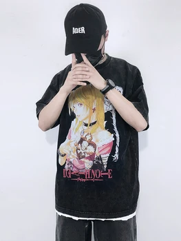 Anime Death Note Misa Amane Tricou Bumbac Vintage Spălat Supradimensionate Harajuku Tricou Streetwear Amuzant Casual de Vara T-shirt CS455