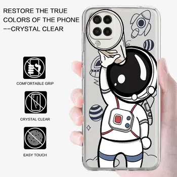 Astronaut Drăguț Caz Clar Pentru Samsung Galaxy A52 A12 A51 A32 A21s A71 A22 A32 50 A70 A31 A72 5G Capacul Telefonului