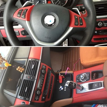 Auto-Styling Nou 3D/5D Fibra de Carbon Auto Interior Consola centrala Culoare Schimbare de Turnare Decalcomanii Autocolant Pentru BMW X5 E70/X6 E71