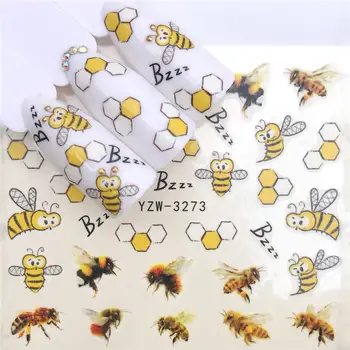 Autocolante pentru Unghii Minunat de Albine Insecte DIY Apă Glisante Manichiura Decor Acuarelă Unghii, Accesorii de Unghii Autocolant Designer