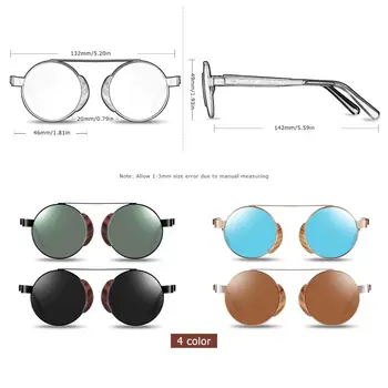 BARCUR Rouond ochelari de Soare din Lemn Polarizat ochelari de Soare pentru Femei Barbati Cu ambalajul Original