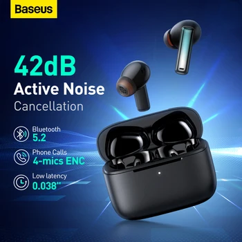 Baseus ANC Cască Bowie M2 Căști fără Fir Bluetooth 5.2 cu 42dB Anulare Activă a Zgomotului 4-mic ENC Adevărat fără Fir Intraauricular