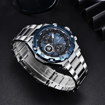 BENYAR Top Brand de Lux Bărbați Cuarț Ceas din Oțel Inoxidabil rezistent la apa 30M de Afaceri Ceas Cronograf pentru Barbati reloj hombre