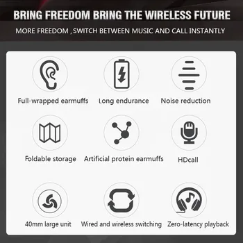 Bluetooth Căști fără Fir, Căști de Anulare a Zgomotului TWS Căști Microfone pentru iPhone 14 Cască Gamer pentru Huawei Pliabil