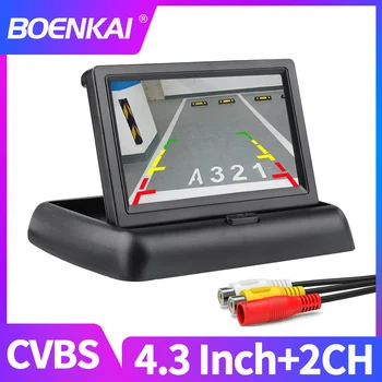 BOENKAI 4.3 Inch Auto Pliabil Monitor HD cu Ecran LCD de Bord 12-24V Camion Autobuz RCA Două Canale Video Pentru Backup Inversarea Parcare