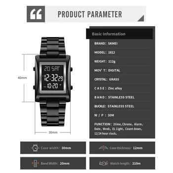 Brand de Top SKMEI Barbati Ceas de Moda de Lux din Oțel Inoxidabil Ceasuri Electronice Cronograf Conta în Jos Ceas Digital Omul Ceas