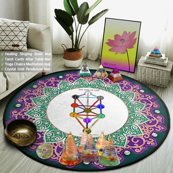 Cabala Pomul Vieții Print Rotund Covor Geometriei Sacre Budiste De Meditatie Mat Reiki Indian Mandala Sport Covor Yoga Cameră Decor