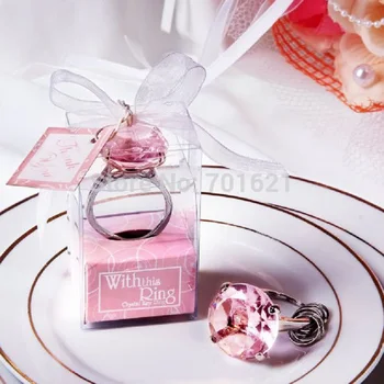 Cadou de nunta inel cu Diamant forma de breloc Cheie accesorii de nunta favoruri și cadouri pentru oaspeți căsătorit Favoruri 50pcs