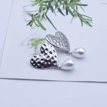 Carvejewl Cercei cu Perle de Personalitate mare de metal cu ciocanul inima legăna perla cercei clasice de epocă cercei pentru femei bijuterii
